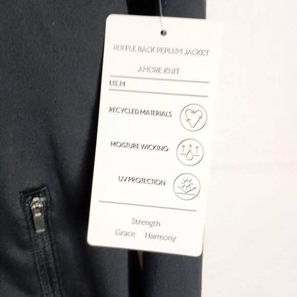 Isabella Activewear Women’s Black Full Zip Jacket Size M Ruffle Hem NWT - Picture 8 of 8